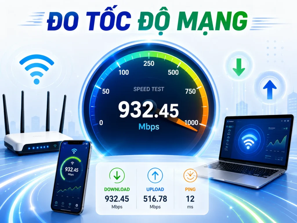 Cách Đo Tốc Độ Mạng Internet Nhanh Nhất: Kiểm Tra Download, Upload & Ping